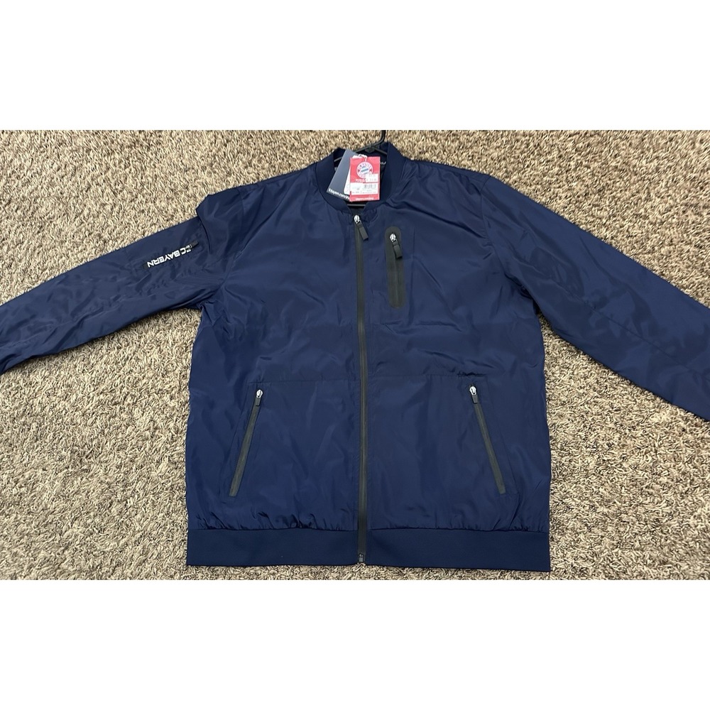 NWT FC Bayern München (Munich)  Men's Jacket Navy Full Zip MSRP $210 Size 2XL